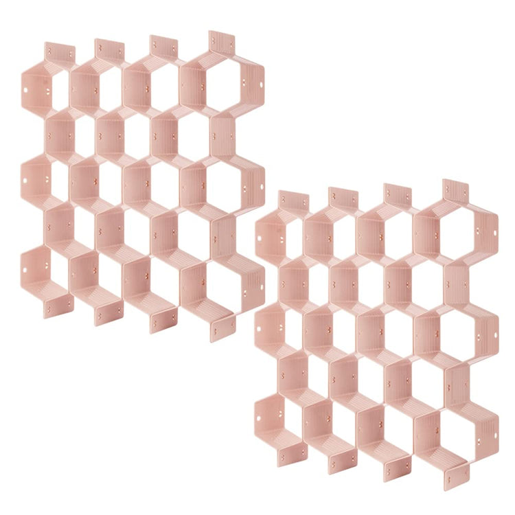 Drawer Divider Organizer Adjustable DIY Grid Honeycomb Drawer Divider for Underwear Belt Scarf Socks Pink 2 Pack