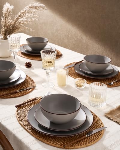 Venus Plates and Bowls Sets (Dark Gray / Serves 4 (12pc))