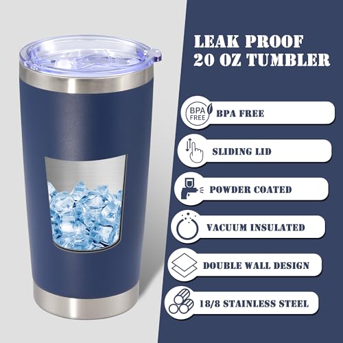 20 oz Tumbler Insulated Tumblers Stainless Steel Coffee Mug (Navy)