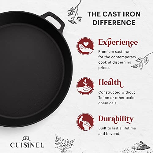Cast Iron Skillet + Chainmail Scrubber Cleaner (Dual Handle Skillet / 17")