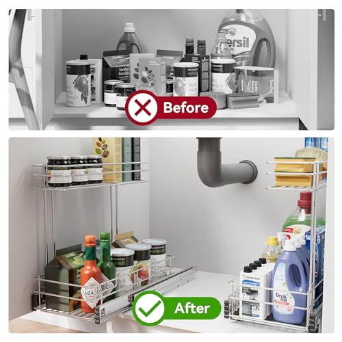 2 Pack Under Sink Organizer 9"W X17"D (9" W X17"D)