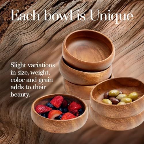 Woodard & Charles Acacia Wood Snack Serving Bowl (6" x 2" Set of 6)