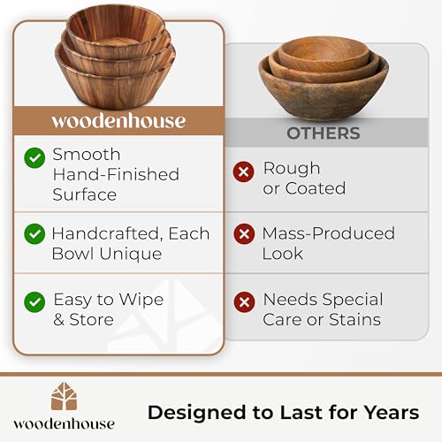 Wooden Salad Bowl Set of 3 (Round / 3 Piece)