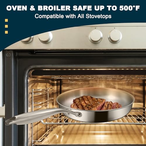 Tri Ply Stainless Steel Frying Pans Set with Lid