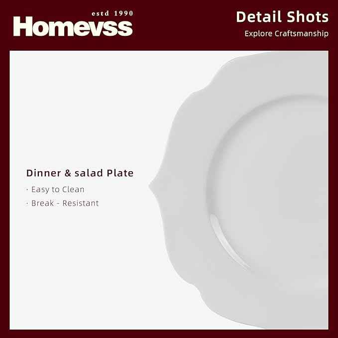 HomeVss, New Bone China Dinnerware Set, Embossed Lotus, 16pc Set