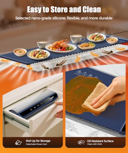 Warming Mat for Food (Dark Blue / 46x15 Inch)