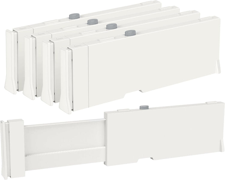 Vtopmart 4 Pack Drawer Dividers for Clothes, 4" High 11.6"-17" Adjustable Expandable Dresser Drawer Organizer, Plastic Drawers Separators for Dresser, Baby Clothes, Underwear, Kitchen & Office Storage