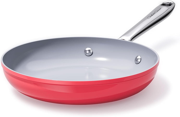 Nonstick Ceramic Frying Pan 8 Inch for Induction Cooktop - Non Toxic, PTFE/PFOA/PFAS Free, Oven & Dishwasher Safe up to 500ยฐF - Non Stick Egg Skillet with Stay-Cool Handle - Fusion Red