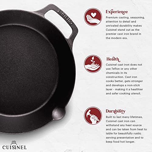 Cast Iron Skillet Set (Dual Handle Skillet + Glass Lid / 10"+12")