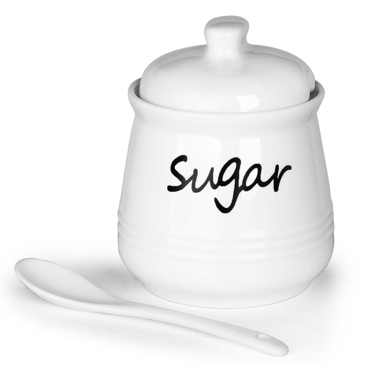 12oz Ceramic Sugar Bowl with Lid and Spoon
