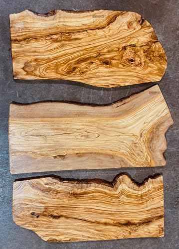 26" X Wide Rustic Handmade Bark Edge Olive Wood Charcuterie Board by Orchard Hardwoods