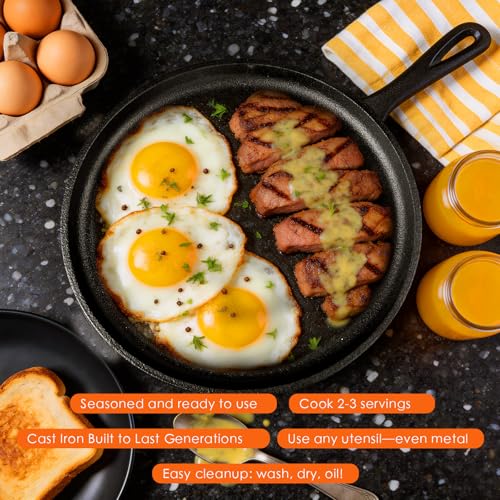 6 Piece Pre Seasoned Cast Iron Cookware Set