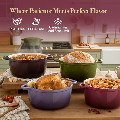 6 Quart Dutch Oven Pot with Lid (6 QT / Rose)