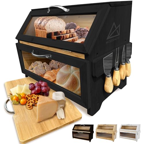Bread Box with Cutting Board & Knife Set