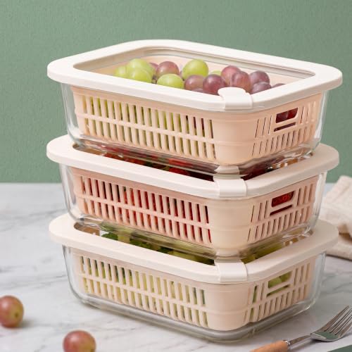 Glass Food Storage Containers with Glass Lids (Ivorywhite-3RT)