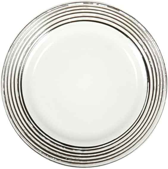 16 Piece Dinnerware Set, Ceramic Plates and Bowls Sets for 4, Microwave and Dishwasher Safe, Handcrafted Tree Bark Series Dish Set, White Birch