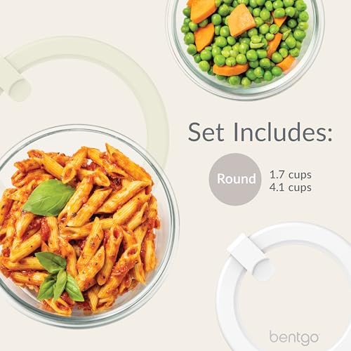 Signature Glass Food Storage Containers with Lids (4-Piece Set (White Stone))