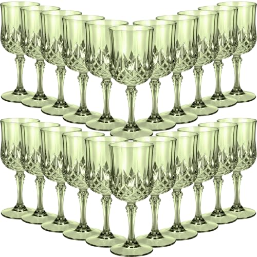 60 Pcs 7oz Plastic Vintage Wine Glasses Drinking Goblets Unbreakable Crystal Water Glassware Reusable Diamond Champagne Flutes Cups for Wedding Banquet Birthday Party Supplies (60 Count)