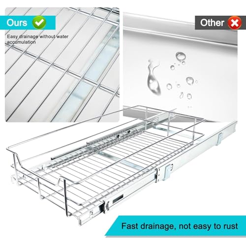 Pull Out Cabinet Organizer 20" W X 17" D (1 Tier - Chrome-Plated / 20" W X 17" D)