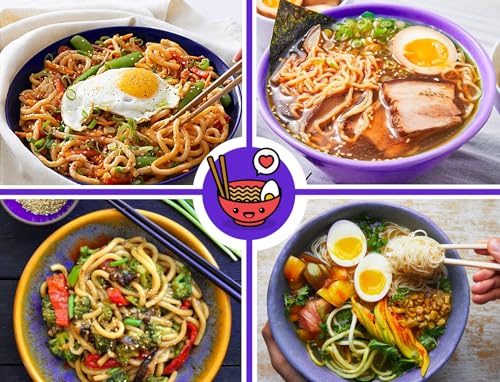 Unbreakable Ramen Bowl Set with Chopsticks and Spoon (2 Bowl Set / Purple & Black)