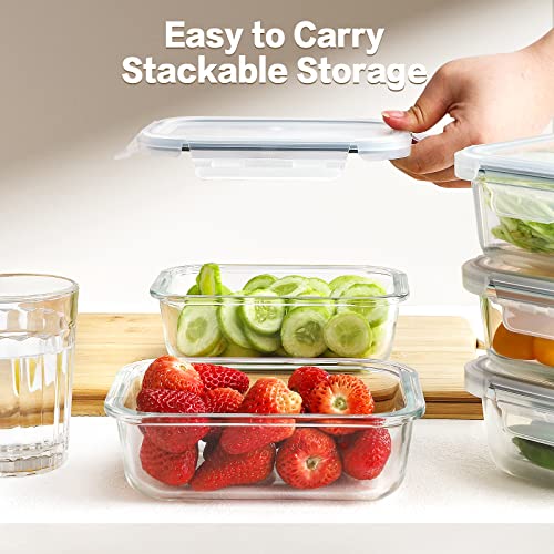 30oz 8 Pack Glass Meal Prep Containers with Lids (Black / 8 Pack 30oz)