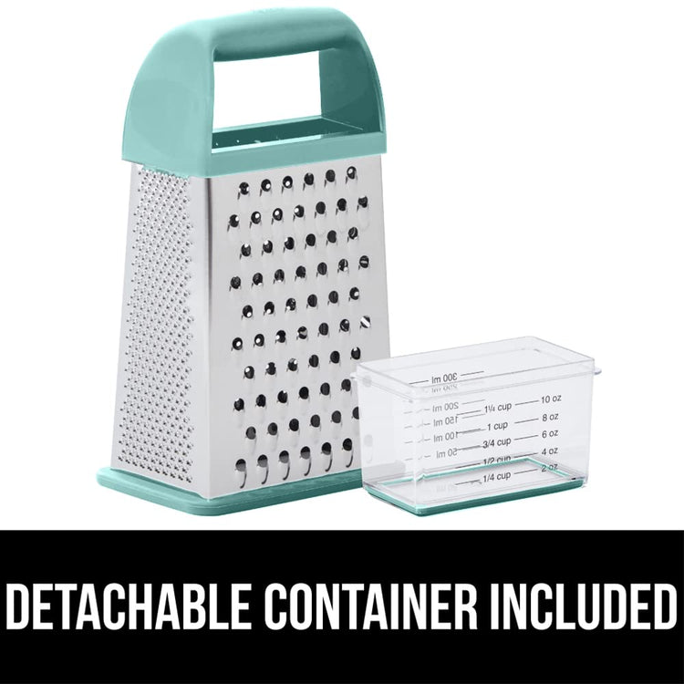 XL 4 Sided Stainless Steel Cheese Grater With Measurement Container