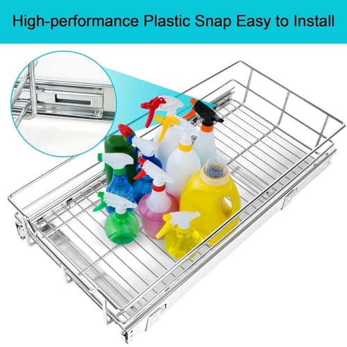 Pull Out Cabinet Organizer 20" W X 17" D (1 Tier - Chrome-Plated / 20" W X 17" D)