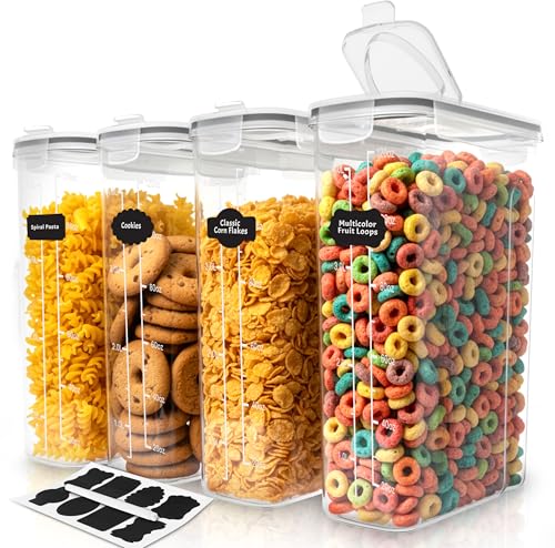 Cereal Containers Storage Set with Lids (Clear / 4 Liter (Pack of 4))