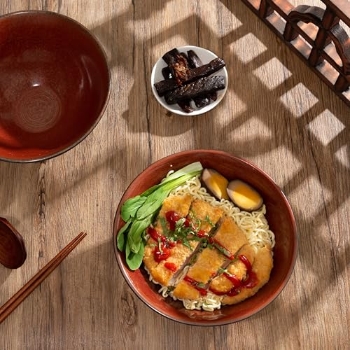 8 Inch Ceramic Ramen Bowl Set of 2 (Carnelian)