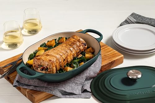 Enameled Cast Iron Oval Casserole with Lid