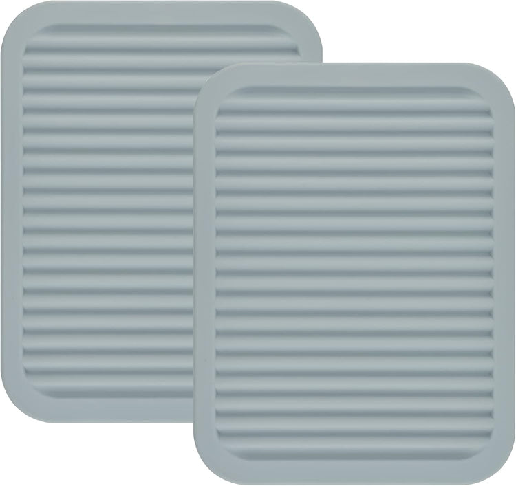Smithcraft Silicone Trivets Mats for Hot Dishes and Hot Pots, Hot Pads for Countertops, Tables, Pot Holders, Spoon Rest Small Drying Mats Set of 2 Many Colors for Your Choose (Light Grey)