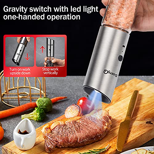 Gravity Electric Salt and Pepper Grinders refillable 1 Pack (1 Rechargeable Salt Pepper Grinder)