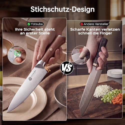 3 PCS Japanese Kitchen Knife Set with Full Tang Rosewood Handle (3 Count)