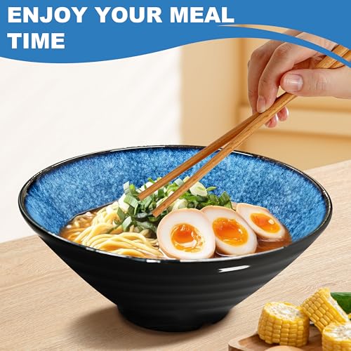8 Inch 2 Sets Ceramic Ramen Bowl (A:Ocean Blue / 8 INCH 2 Set)
