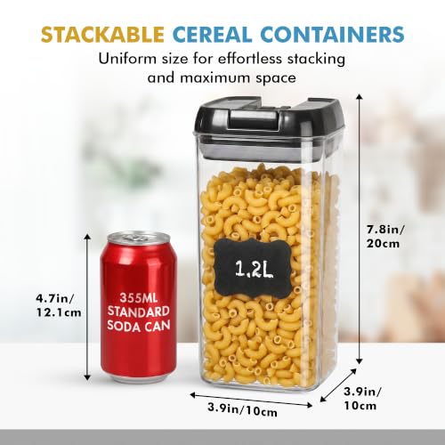 6 PC 1.2L Airtight Food Storage Containers with Lids BPA Free Plastic (Black)