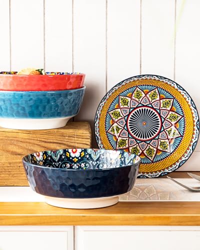 Large Salad Bowl Sets for Serving Soup (Blue / 48 Oz)