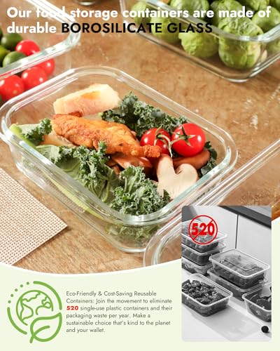 12 Pack Glass Containers with Tempered Lids (Tempered Lids Blue / 12 mixed sizes)
