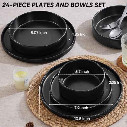 Black Dinnerware Sets with Pasta Bowls