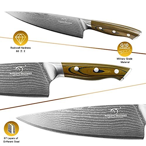 9PCS Damascus Knife Set with Block