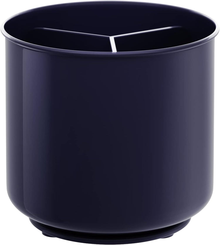 Plastic Rotating Extra Large Utensil Holder Crock with No-Tip Weighted Base, Removable Divider, And Gripped Insert - Dishwasher Safe Kitchen Utensil Holder For Kitchen Counter: Blue Utensil Caddy