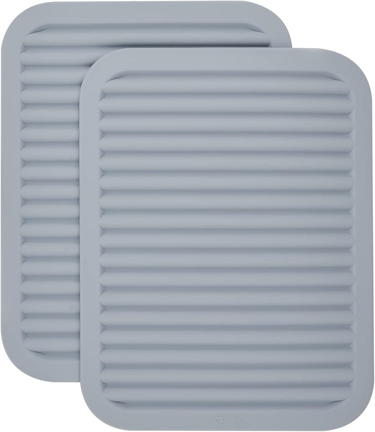 Silicone Trivets for Hot Dishes, Trivet Mat-Hot Pads for Kitchen-Versatile Trivet Mat for Hot Pots&Pans-Heat Resistant Mats for Counter&Table, Pot Holders Drying Mat (9x12) Pack 2 Light Grey