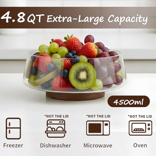 Extra Large Glass Salad Bowl Set (Clear Glass)