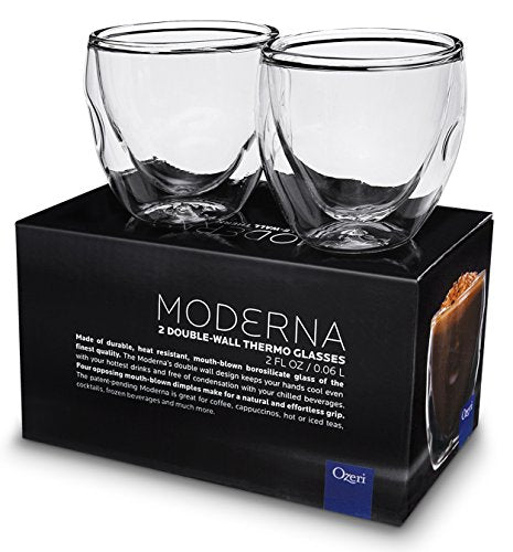 Moderna Artisan Series Double Wall 2 oz Beverage & Espresso Shot Glasses (2 Ounces)