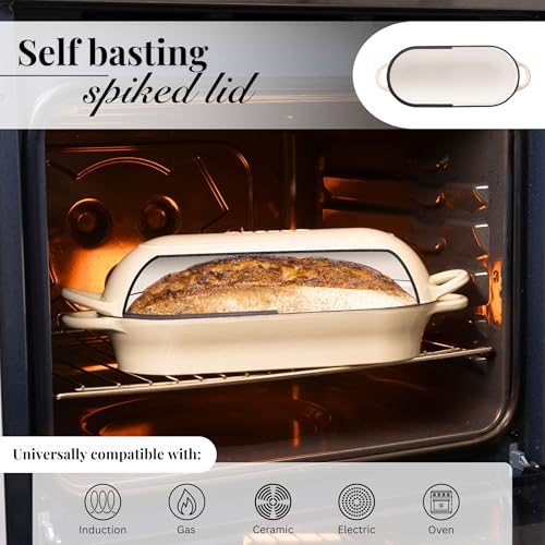Enamelled Cast Iron Bread Loaf Pot (34cm x 16cm / Cream)