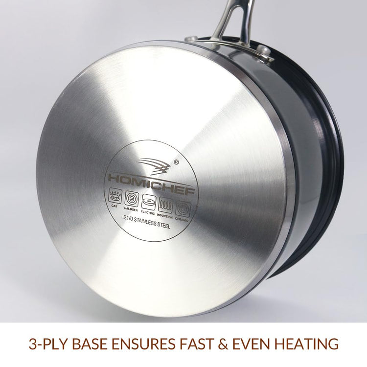 Matte Polished NICKEL FREE Stainless Steel 2.5 QT Sauce Pan with Glass Lid