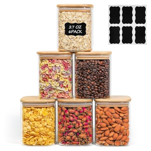 Glass Jars with Bamboo Lids 0.8 Qt (0.8 qt x 6)