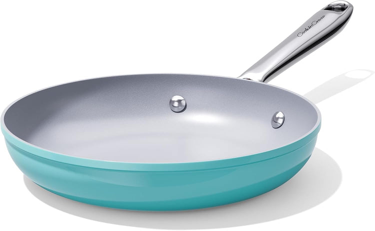 Nonstick Ceramic Frying Pan 8 Inch for Induction Cooktop - Non Toxic, PTFE/PFOA/PFAS Free, Oven & Dishwasher Safe up to 500ยฐF - Non Stick Egg Skillet with Stay-Cool Handle - Caribbean Blue