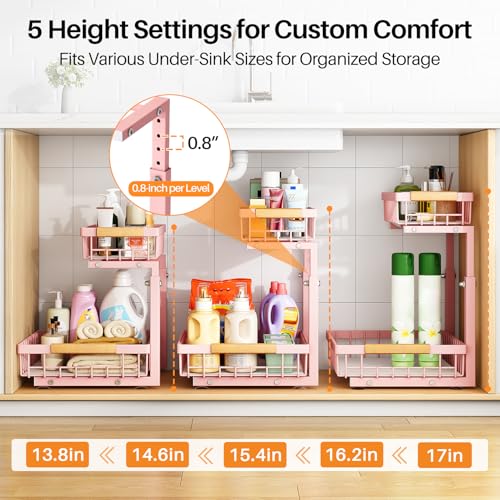 Under Sink Organizer (Large-2-Pack / Pink)