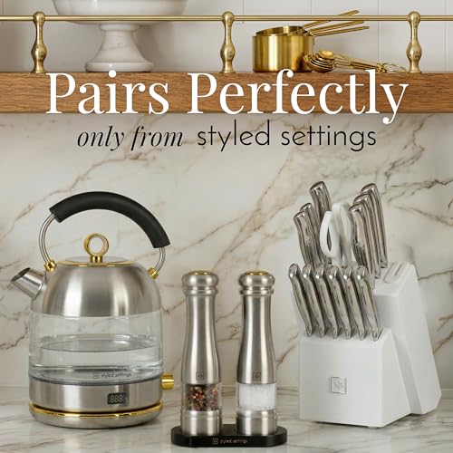 Electric Salt and Pepper Grinder Set (Silver)