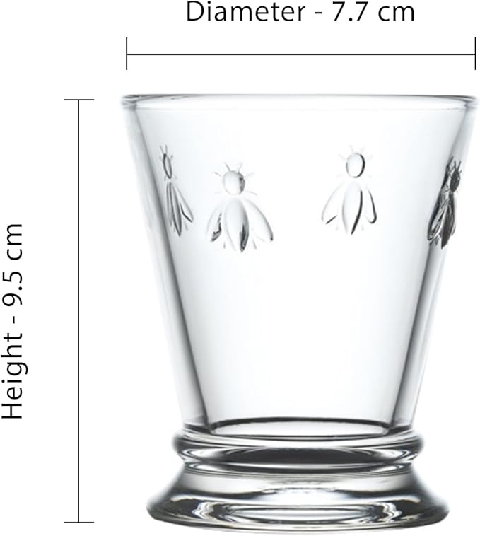 La Rochere Napoleon Bee Small Tumbler Set of 6 – La Rochere Bee Glassware Sets – Fancy Glassware Drinking Glasses (6 oz)